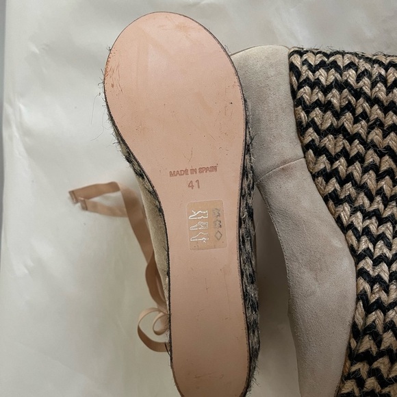 Free People Nude Charade Suede Platform Ballerina Ribbon Tie Espradille size 41 - Picture 9 of 13